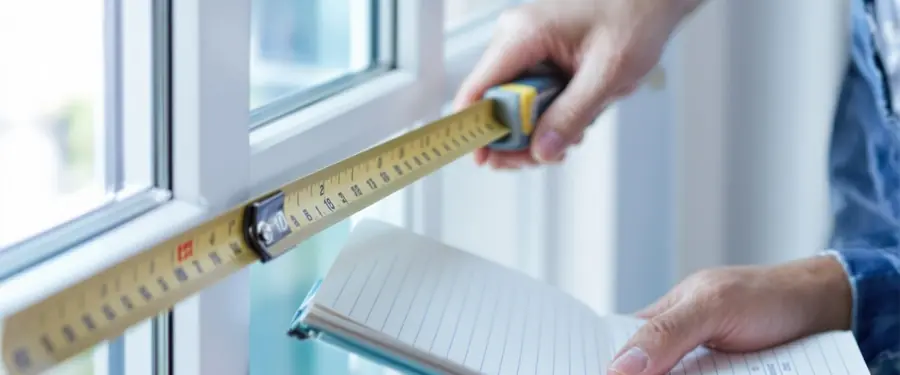 Prise de mesures et de notes devant une fenêtre