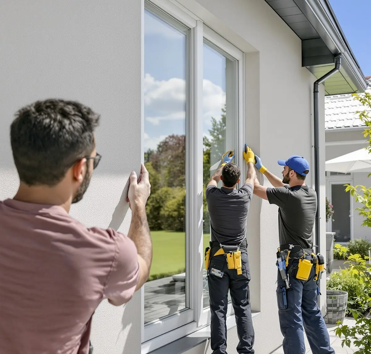 Pose de nouvelles fenêtres sur une maison