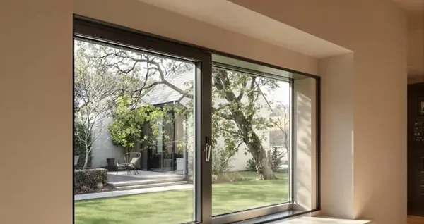 Baie vitrée en aluminium donnant sur le jardin